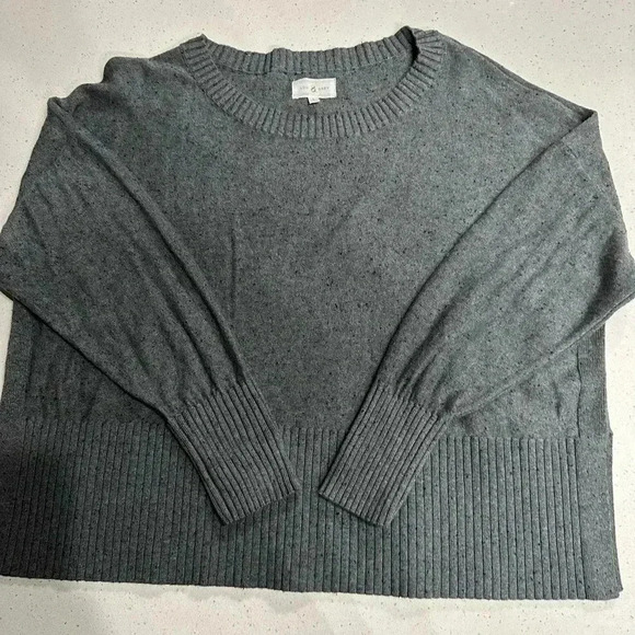 Lou&Grey women’s pullover cropped sweater Gray L lightweight boxy slouchy boho - Picture 6 of 7